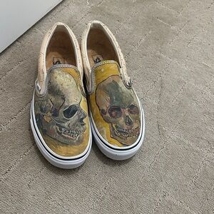 Vans Skull Art Slip-On Shoes - Yellow and Cream women’s 9.5 never worn